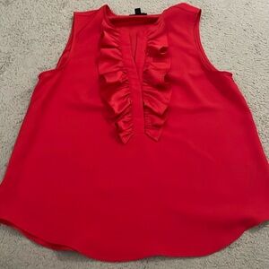 J. Crew Bright Red Ruffle-Front Sleeveless Camisole